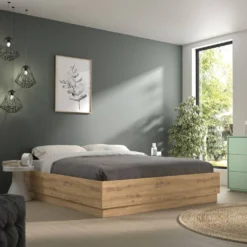 Lit coffre décor bois Gaston