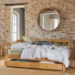 Lit extensible bois massif avec tiroir de rangement en option Tanguy