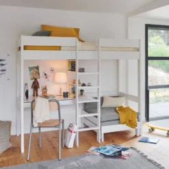 Lit mezzanine + fauteuil extensible bois massif Tim