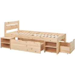 Lit rangement enfant bois massif Tara