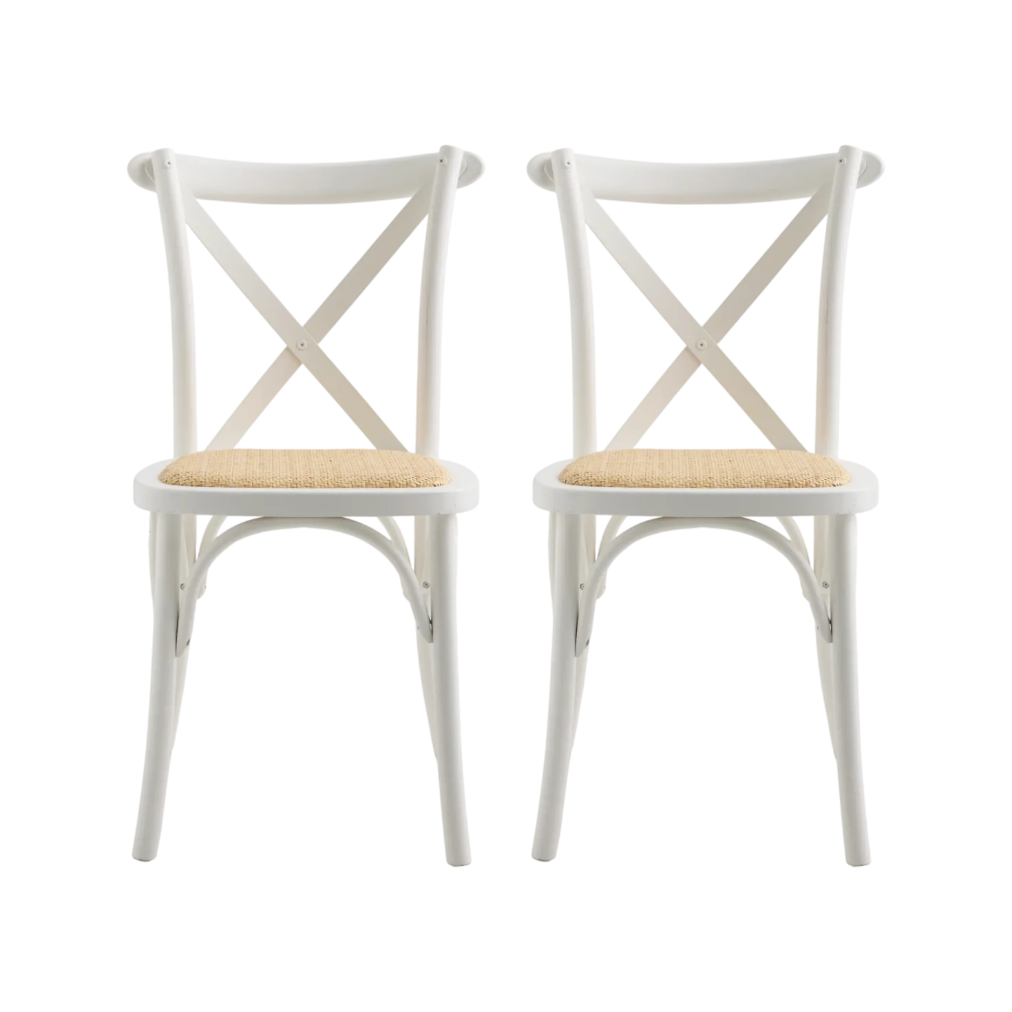 Lot de 2 chaises bois blanc et cannage Sophie