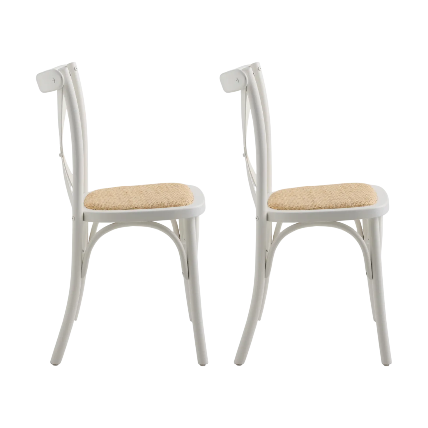 Lot de 2 chaises bois blanc et cannage Sophie
