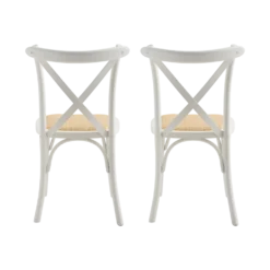 Lot de 2 chaises bois blanc et cannage Sophie