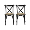 Lot de 2 chaises bois noir et cannage Sophie