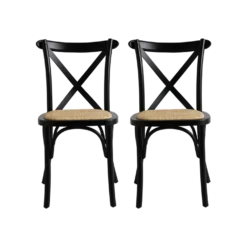 Lot de 2 chaises bois noir et cannage Sophie