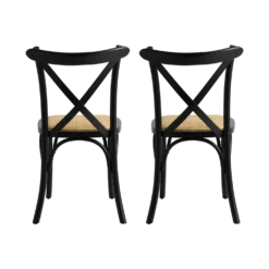 Lot de 2 chaises bois noir et cannage Sophie