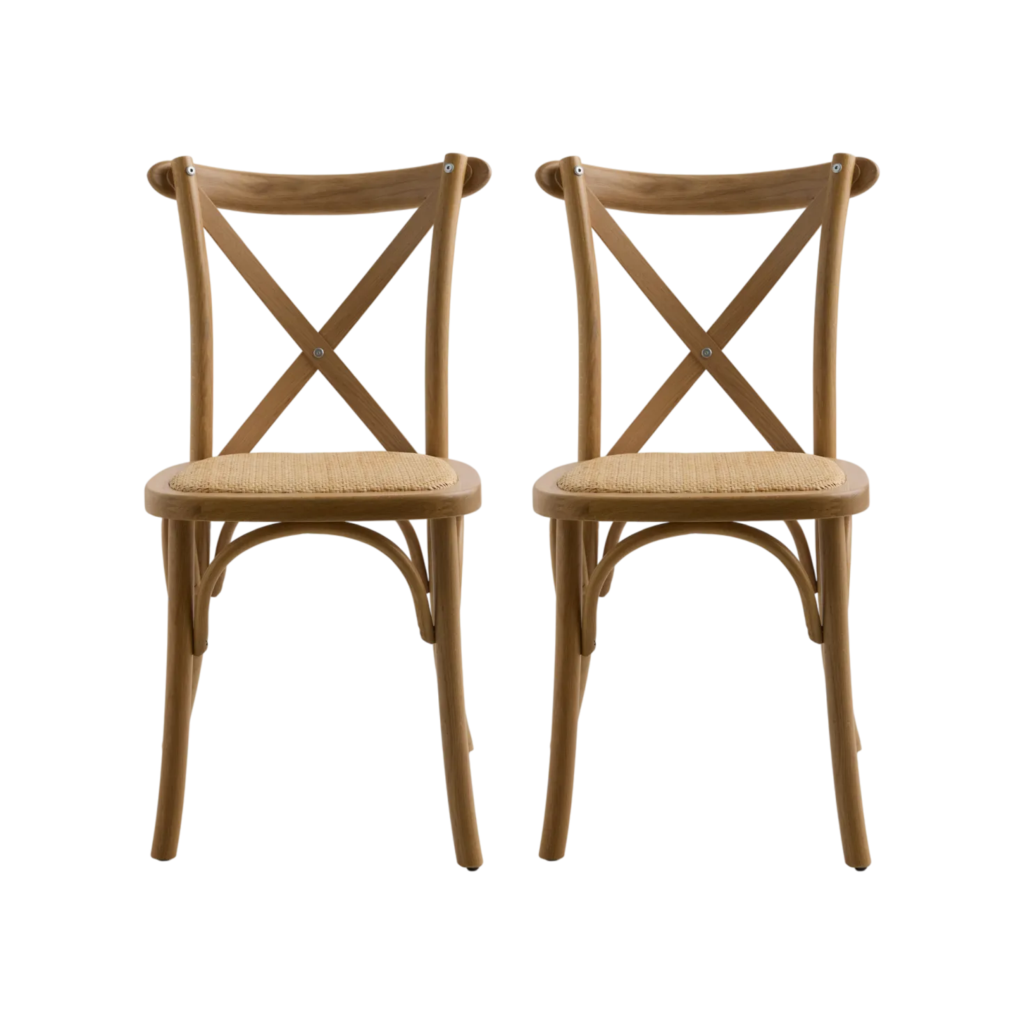Lot de 2 chaises chêne massif et cannage Sophie