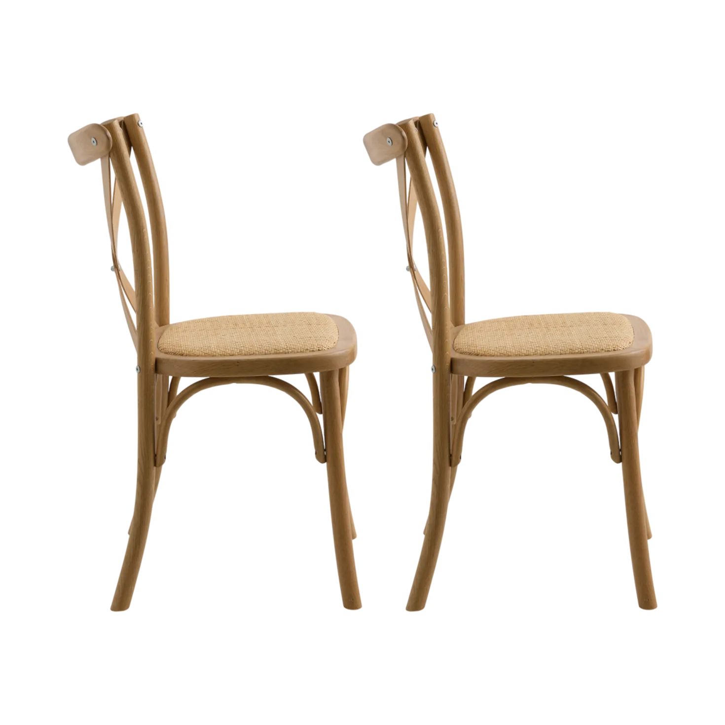 Lot de 2 chaises chêne massif et cannage Sophie
