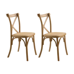 Lot de 2 chaises chêne massif et cannage Sophie