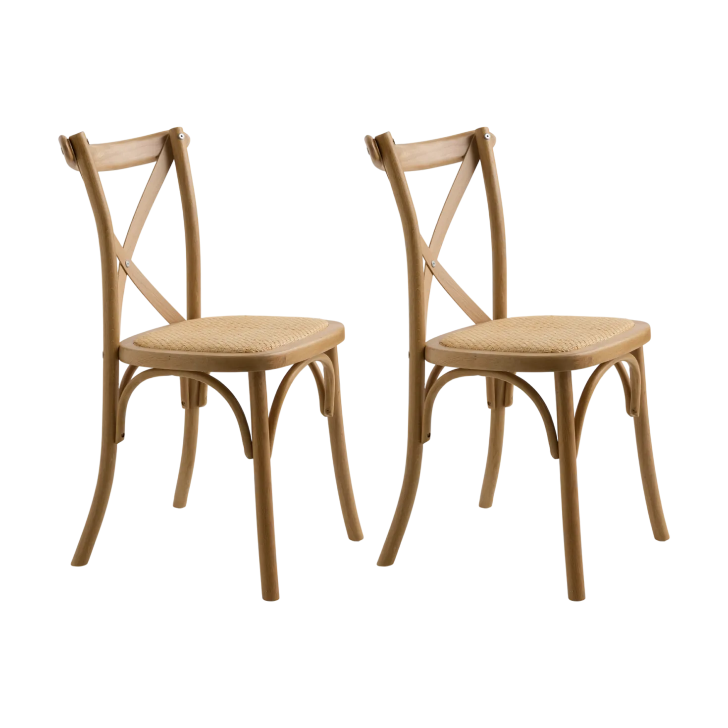 Lot de 2 chaises chêne massif et cannage Sophie