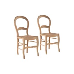 Lot de 2 chaises chêne massif et paille Cléa