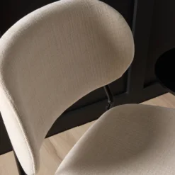 Lot de 2 chaises d'îlot 65 cm tissu et pieds métal Sofia