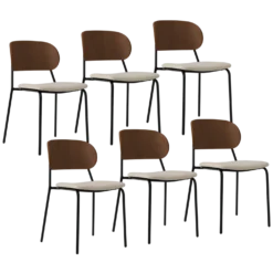 Lot de 6 chaises tissu et bois pieds métal Sofia