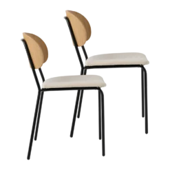 Lot de 6 chaises tissu et bois pieds métal Sofia