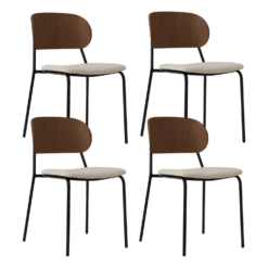 Lot de 4 chaises tissu et bois pieds métal Sofia