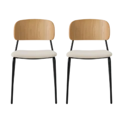 Lot de 4 chaises tissu et bois pieds métal Sofia