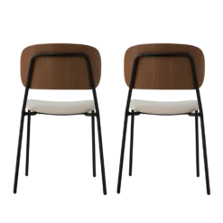 Lot de 2 chaises tissu et bois pieds métal Sofia