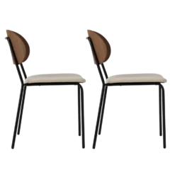 Lot de 2 chaises tissu et bois pieds métal Sofia