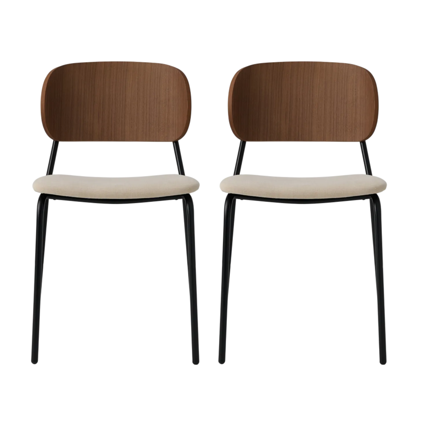 Lot de 2 chaises tissu et bois pieds métal Sofia