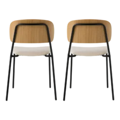 Lot de 2 chaises tissu et bois pieds métal Sofia