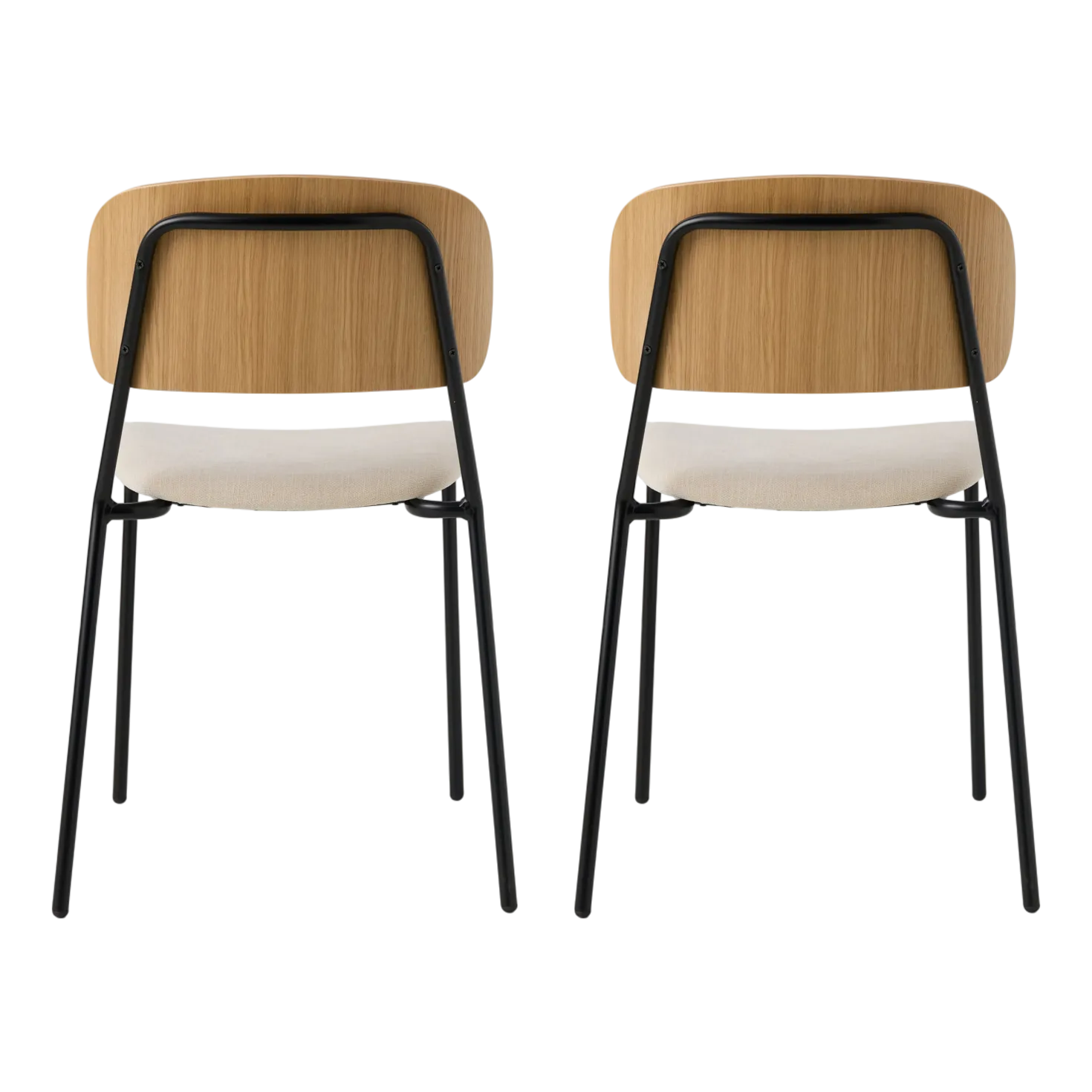 Lot de 2 chaises tissu et bois pieds métal Sofia