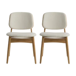 Lot de 2 chaises tissu et structure bois clair Solane