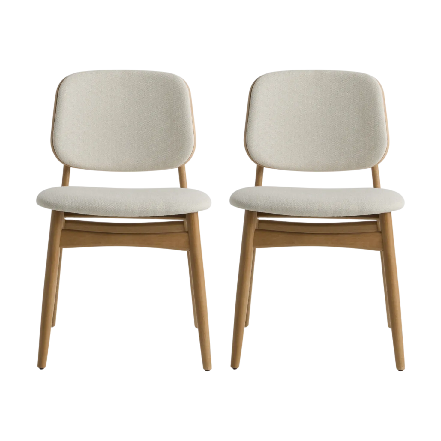Lot de 2 chaises tissu et structure bois clair Solane