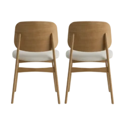 Lot de 2 chaises tissu et structure bois clair Solane