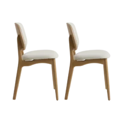 Lot de 2 chaises tissu et structure bois clair Solane
