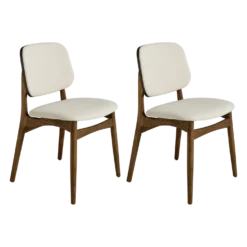 Lot de 2 chaises tissu et structure bois foncé Solane