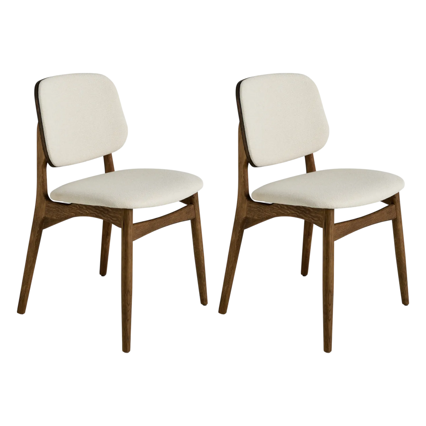 Lot de 2 chaises tissu et structure bois foncé Solane