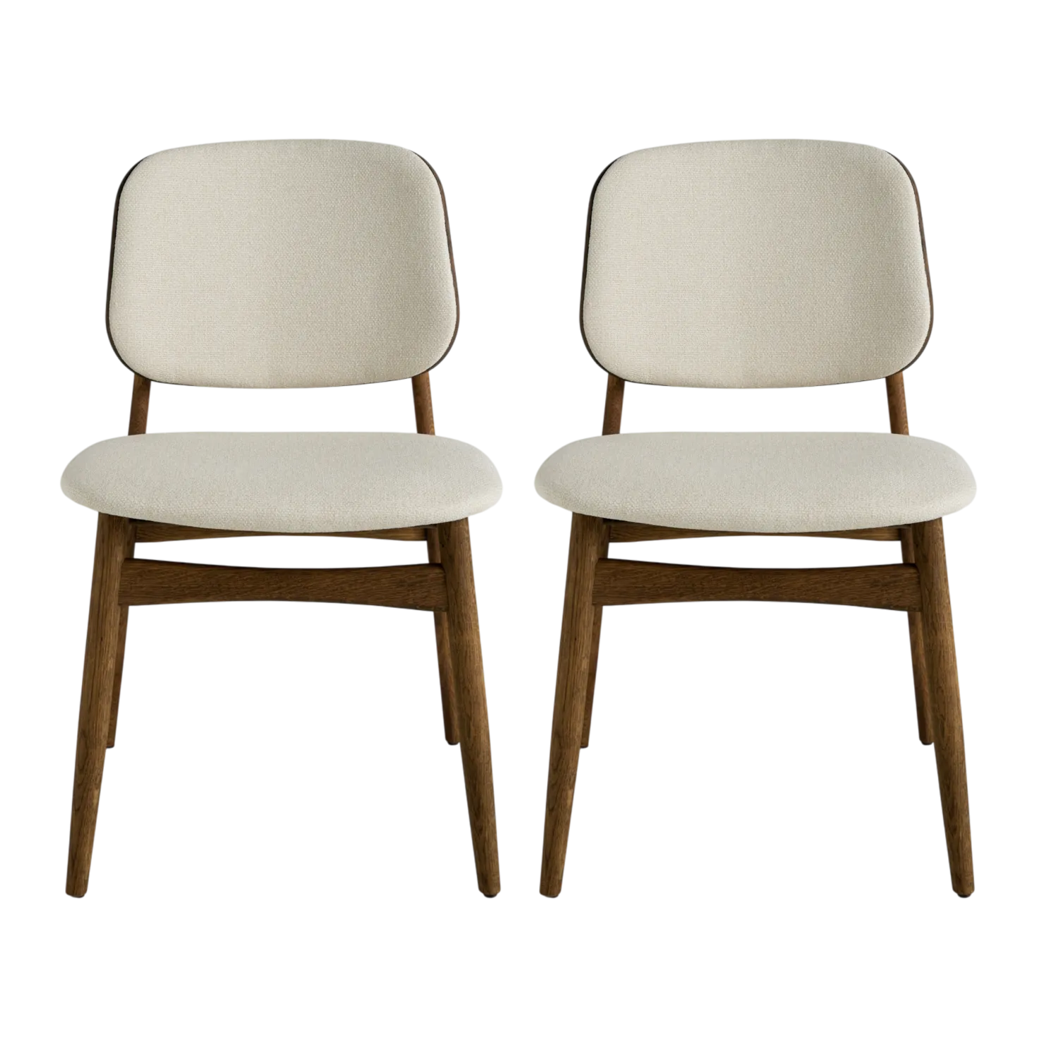 Lot de 2 chaises tissu et structure bois foncé Solane