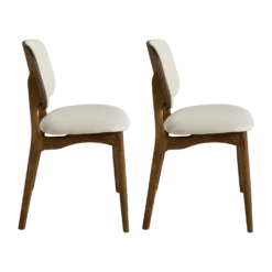 Lot de 2 chaises tissu et structure bois foncé Solane