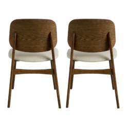 Lot de 2 chaises tissu et structure bois foncé Solane