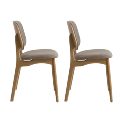Lot de 2 chaises tissu et structure bois clair Solane