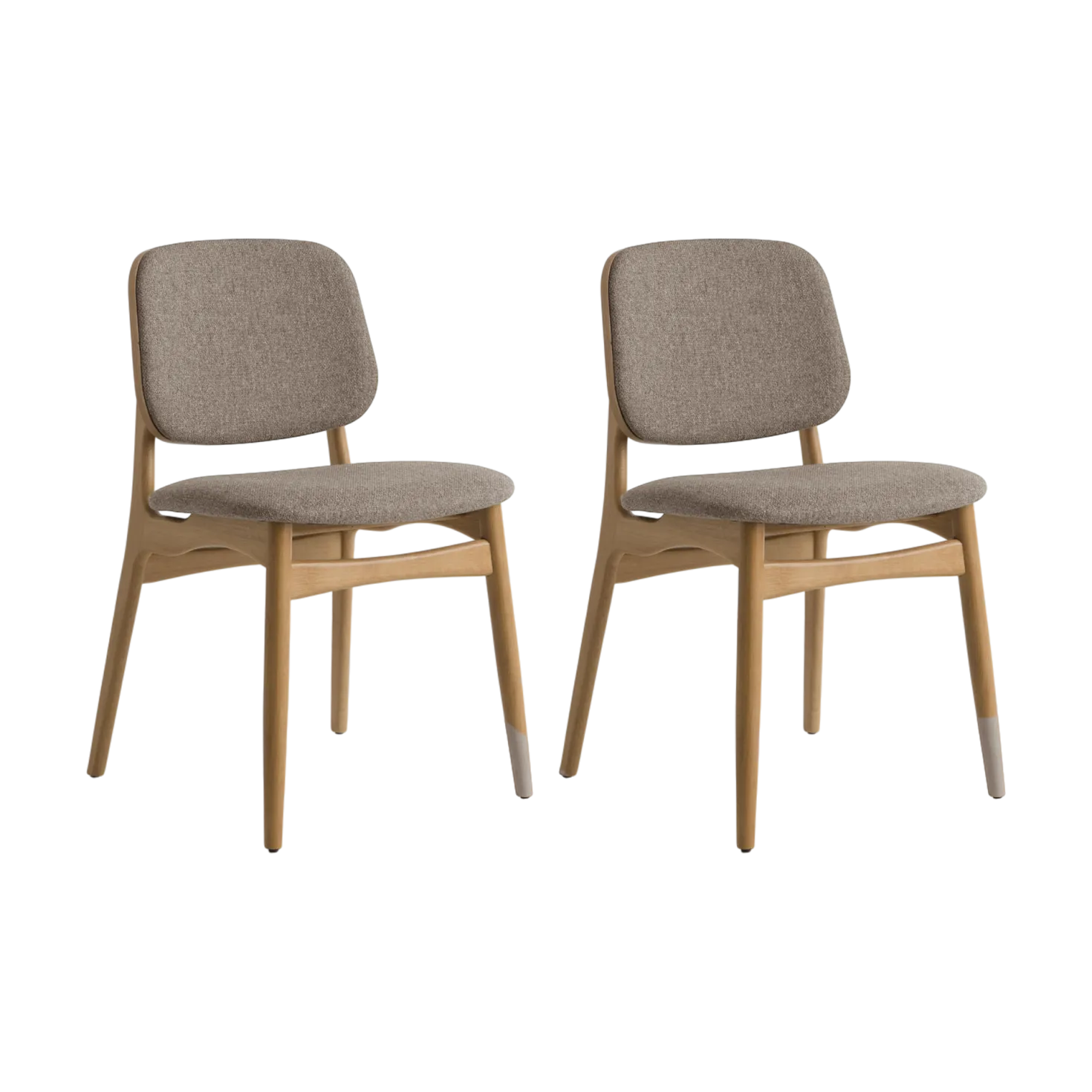 Lot de 2 chaises tissu et structure bois clair Solane