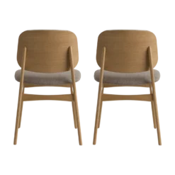 Lot de 2 chaises tissu et structure bois clair Solane