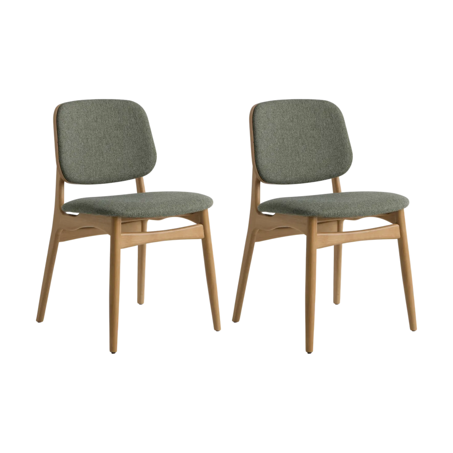 Lot de 2 chaises tissu et structure bois clair Solane