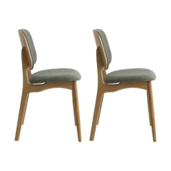Lot de 2 chaises tissu et structure bois clair Solane