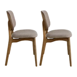 Lot de 2 chaises tissu et structure bois foncé Solane