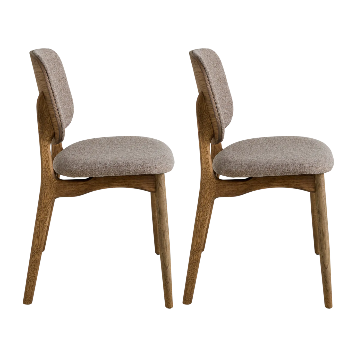 Lot de 2 chaises tissu et structure bois foncé Solane