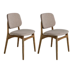 Lot de 2 chaises tissu et structure bois foncé Solane