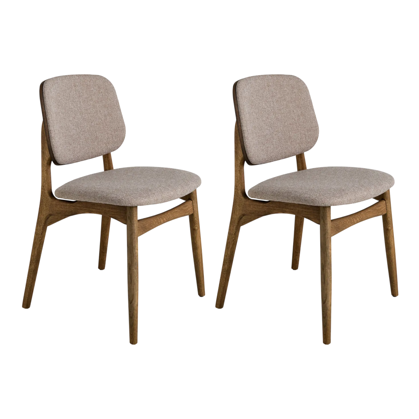 Lot de 2 chaises tissu et structure bois foncé Solane