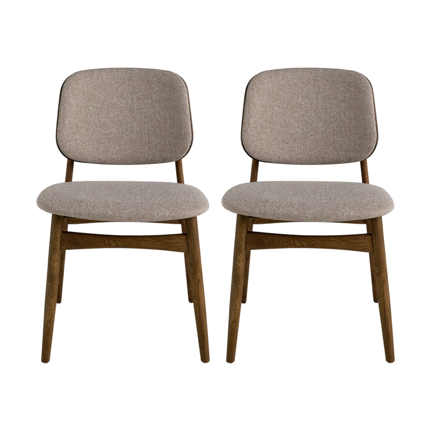 Lot de 2 chaises tissu et structure bois foncé Solane
