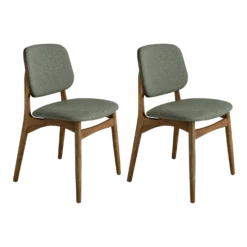 Lot de 2 chaises tissu et structure bois foncé Solane