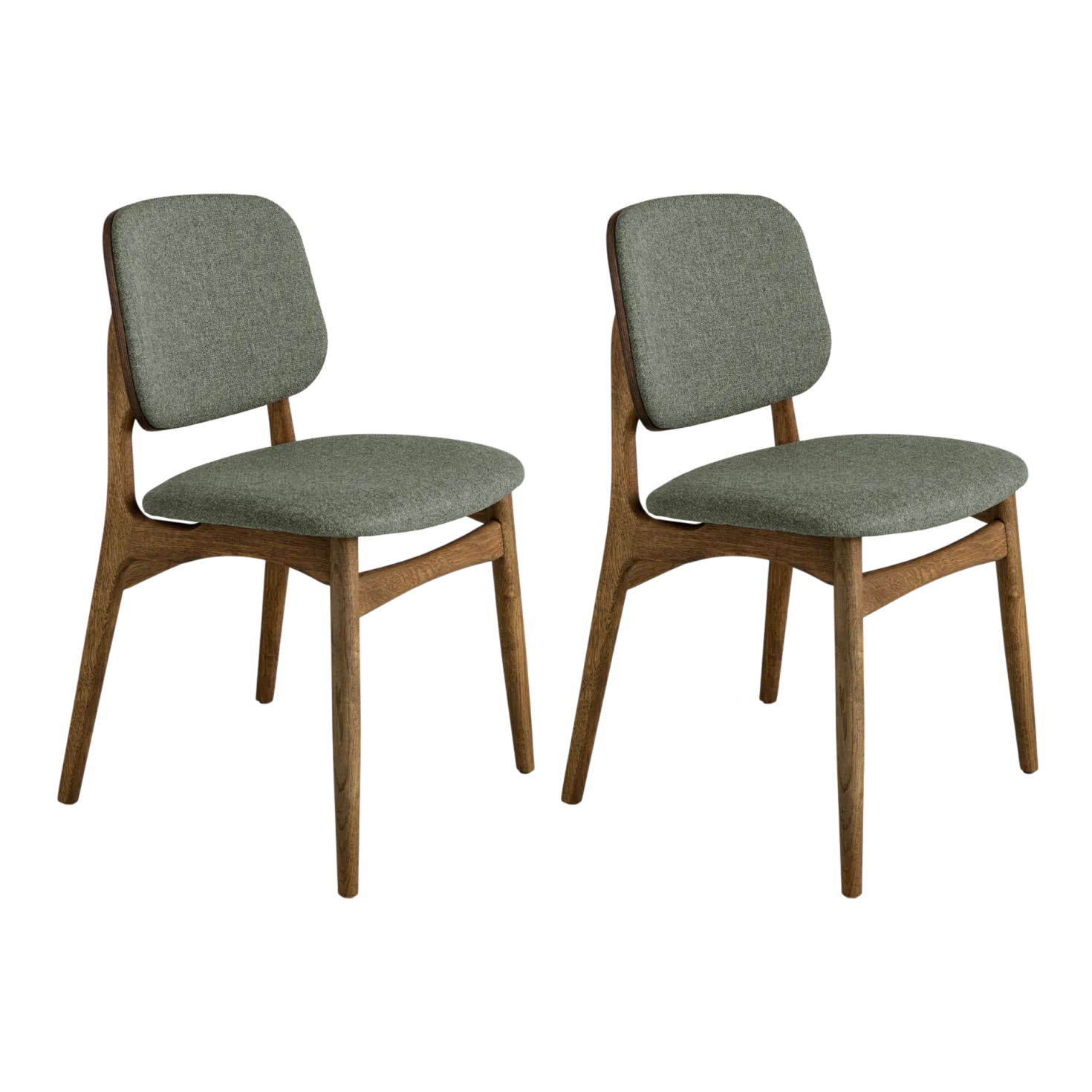 Lot de 2 chaises tissu et structure bois foncé Solane