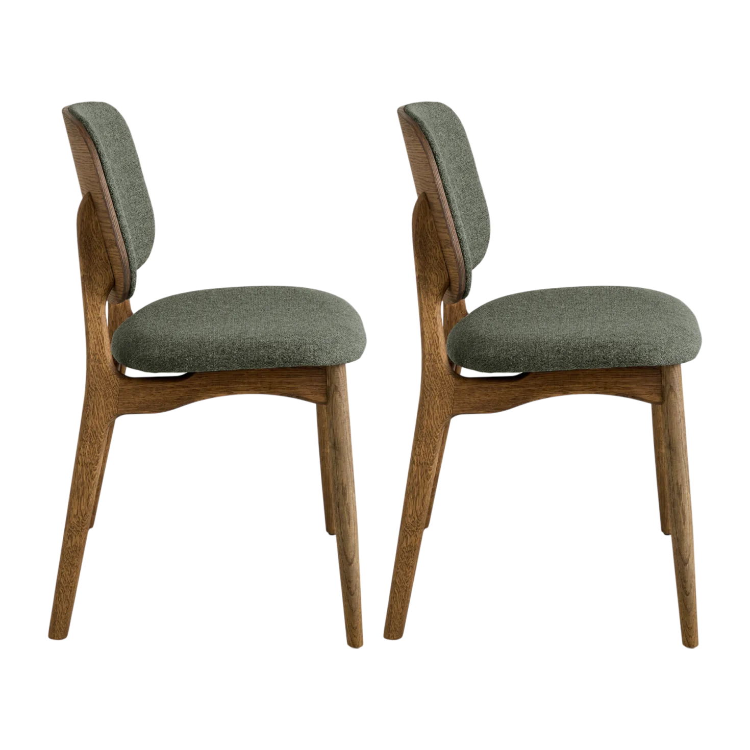 Lot de 2 chaises tissu et structure bois foncé Solane