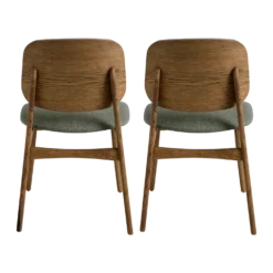 Lot de 2 chaises tissu et structure bois foncé Solane