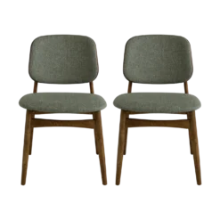 Lot de 2 chaises tissu et structure bois foncé Solane