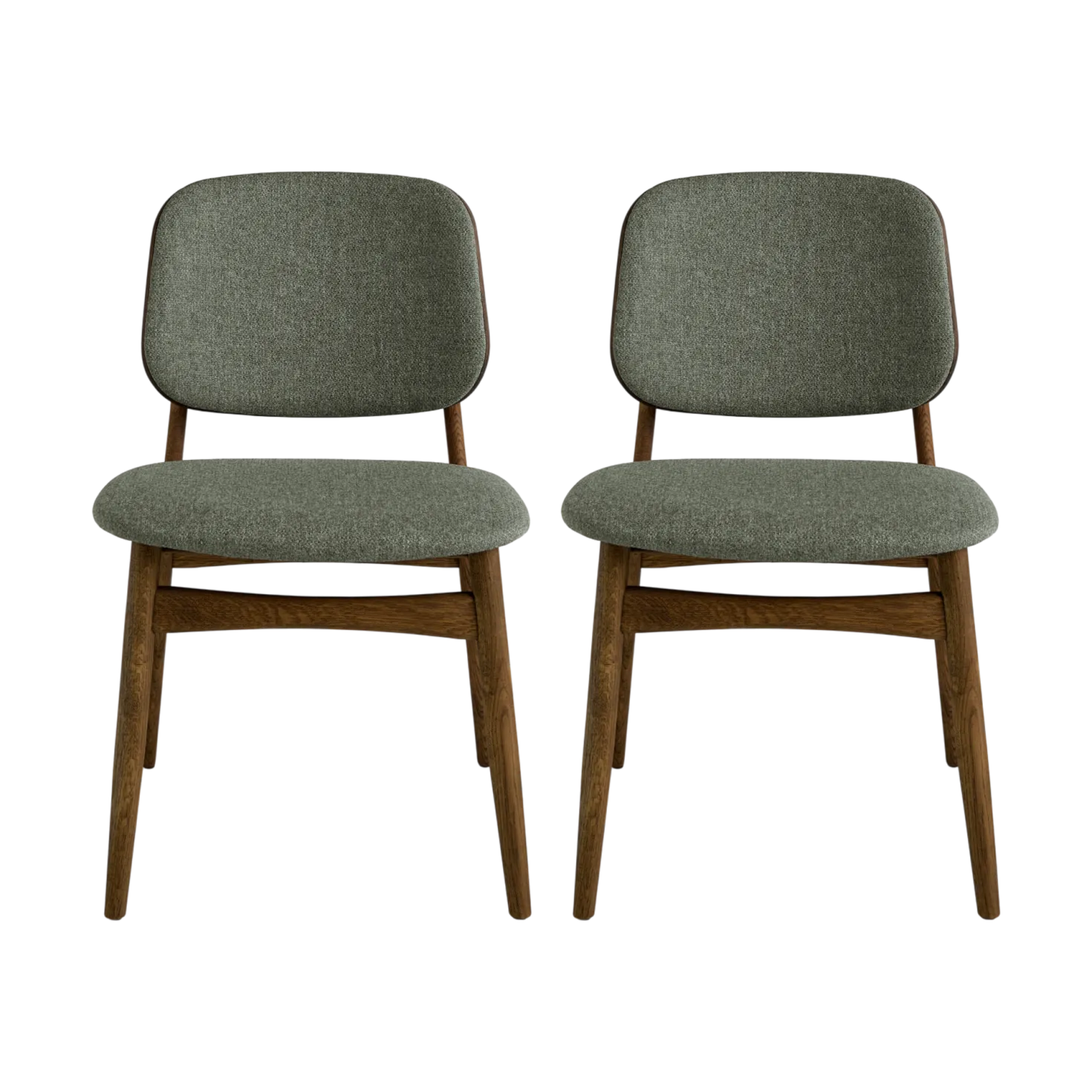 Lot de 2 chaises tissu et structure bois foncé Solane